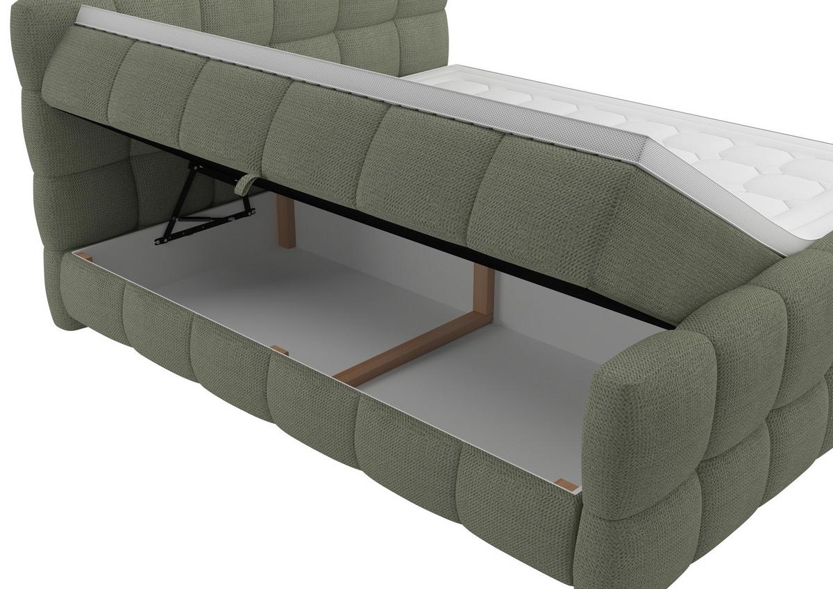 Boxspring Krevet Brisbane - zelena/crna, Trend, drvni materijal/drvo (180/200cm) - Premium Living