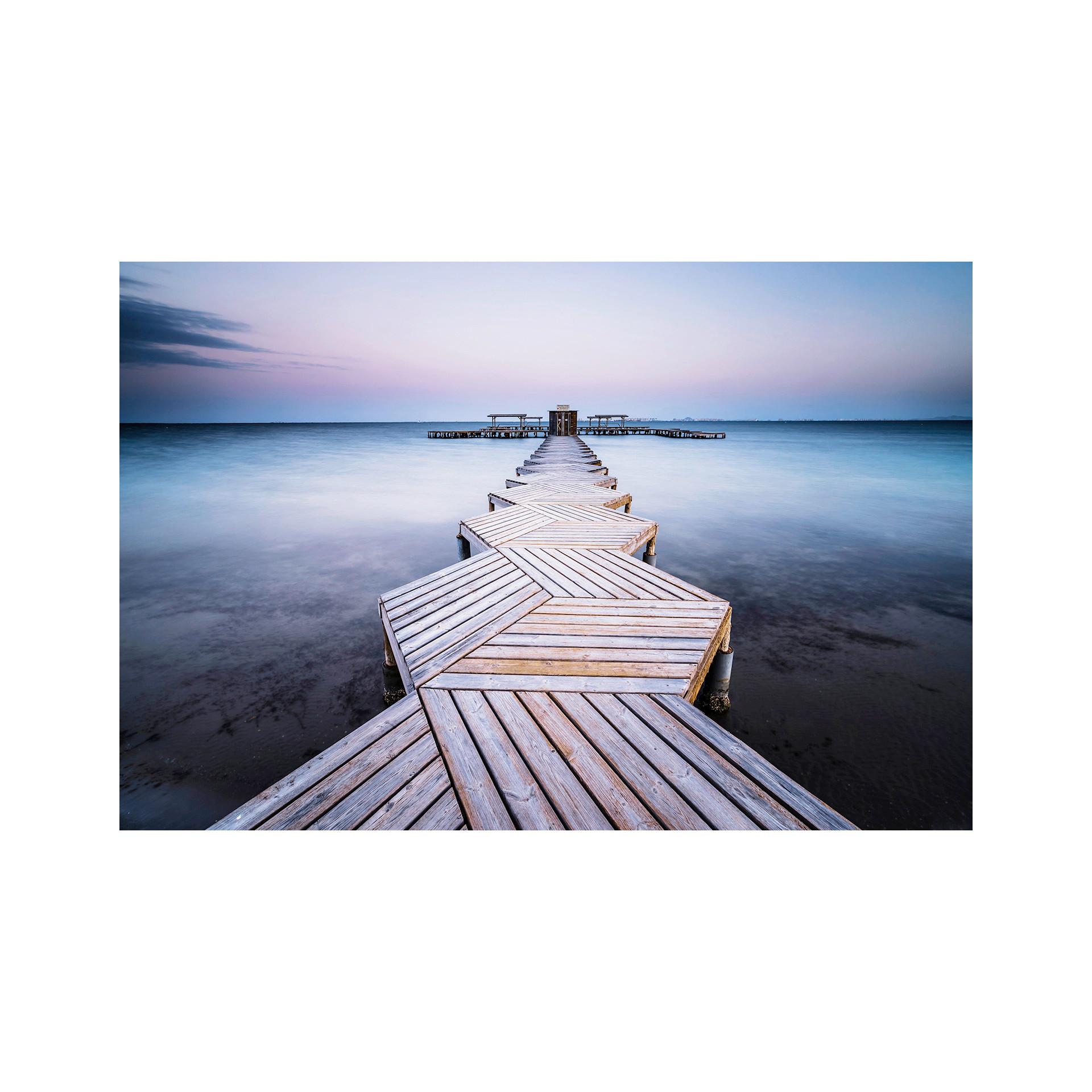 Leinwandbild Twilight Pier Multicolor ca. 85x113cm - Multicolor, Basics, Holz/Textil (85/113cm)