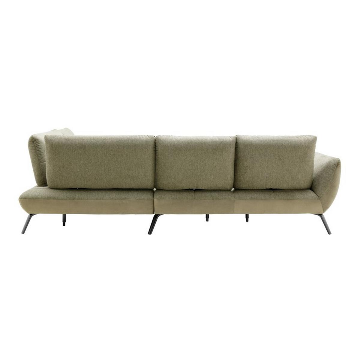 Wohnlandschaft Trendy Olivgrün - Schwarz/Olivgrün, MODERN, Holzwerkstoff/Textil (310/250cm) - Premium Living