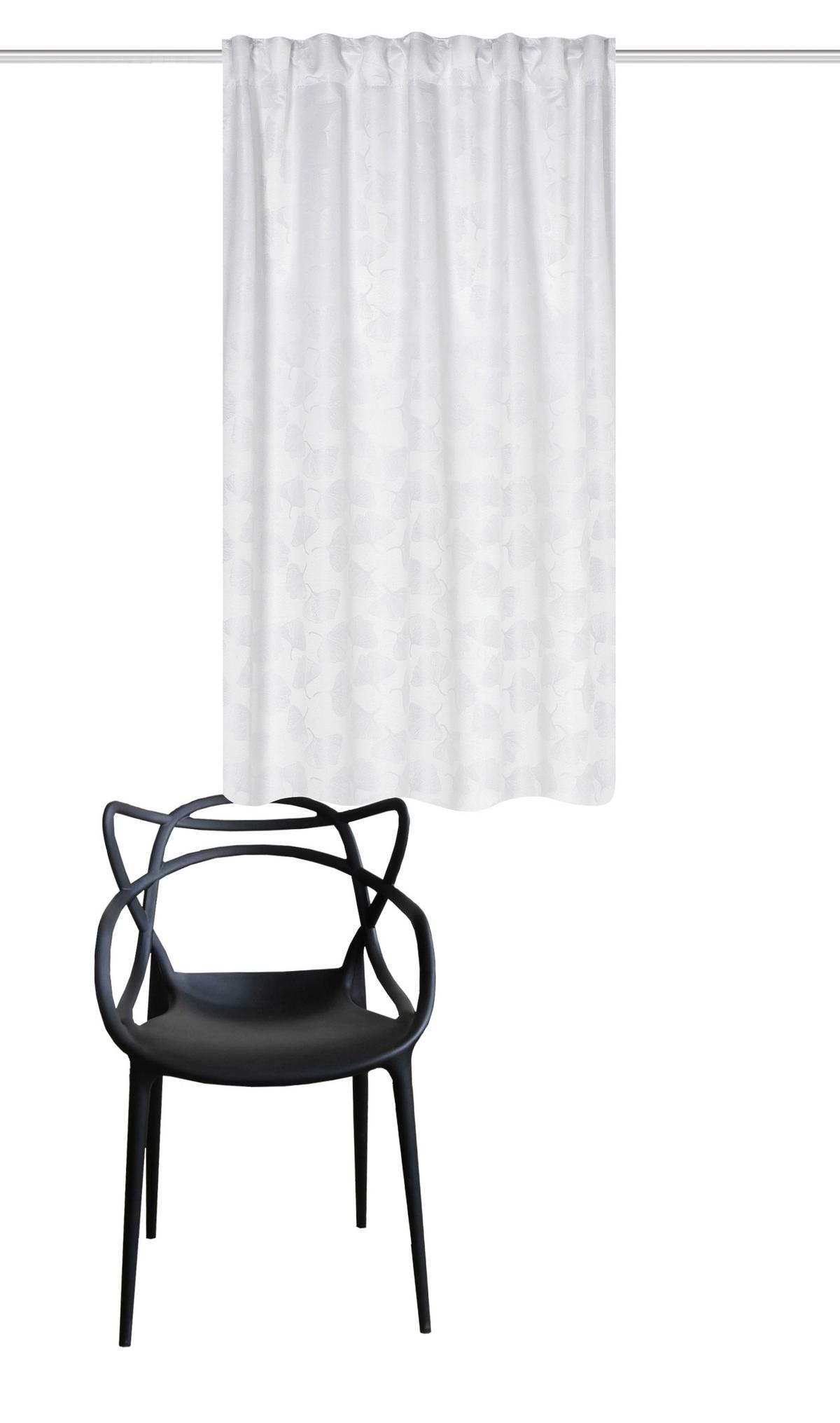 ZASŁONA GOTOWA GINGKO - biały, Trend, tkanina (135/145cm)