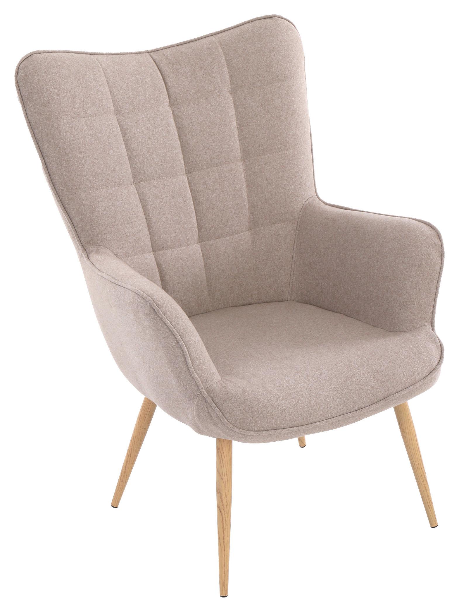 Sessel Uta Beige Webstoff - Sandfarben/Eichefarben, MODERN, Holzwerkstoff/Textil (72/97/80cm) - MID.YOU