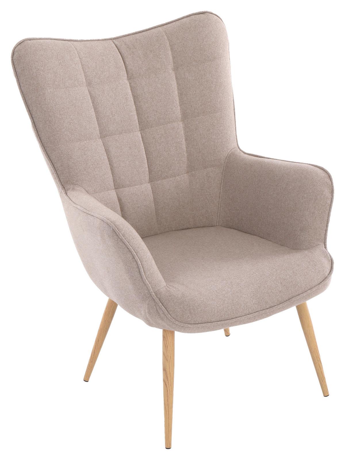 Sessel Uta Beige Webstoff - Sandfarben/Eichefarben, MODERN, Holzwerkstoff/Textil (72/97/80cm) - MID.YOU