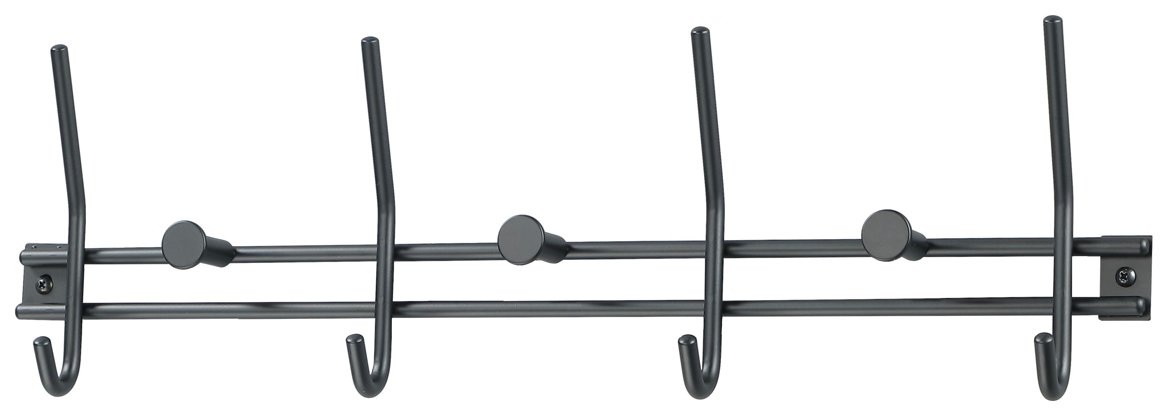 Cuier de perete cu cârlige ELLA 2 - negru, Modern, metal (54/15,6/5,3cm) - Modern Living