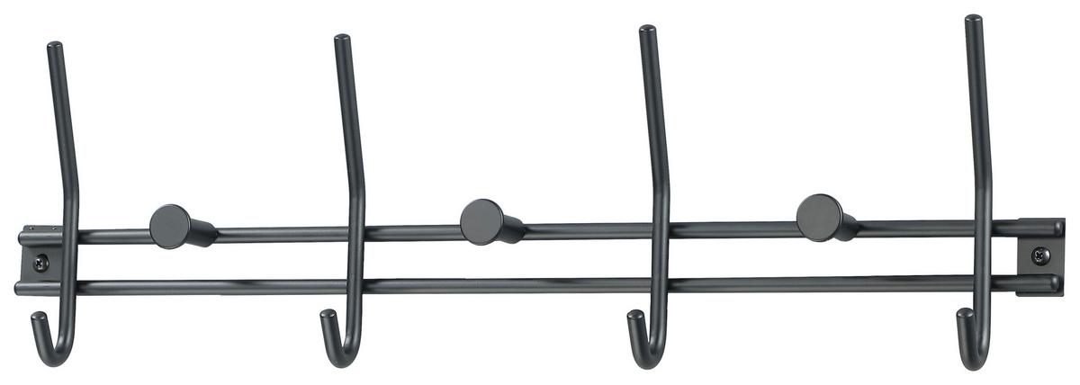 Cuier de perete cu cârlige ELLA 2 - negru, Modern, metal (54/15,6/5,3cm) - Modern Living