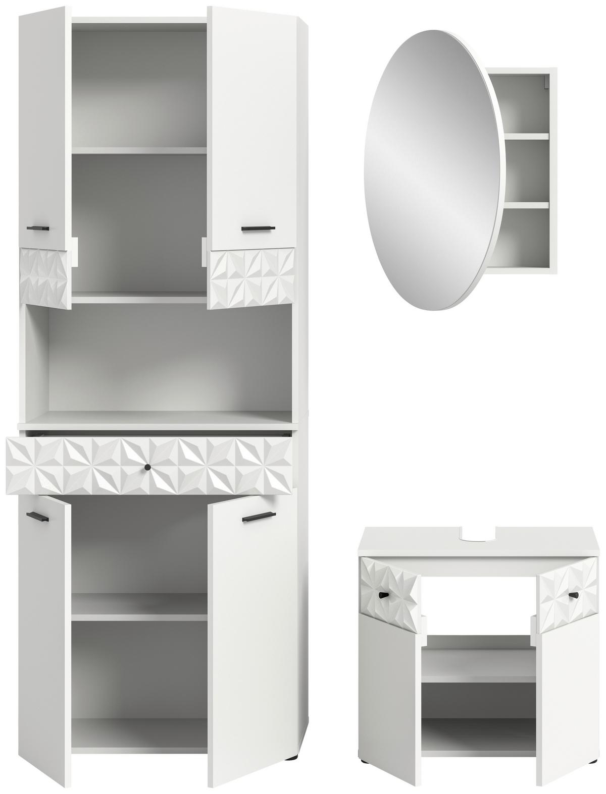 Kopalnica Prisma, Bela, 5-Delna - črna/bela, Moderno, kovina/umetna masa (130cm) - MID.YOU