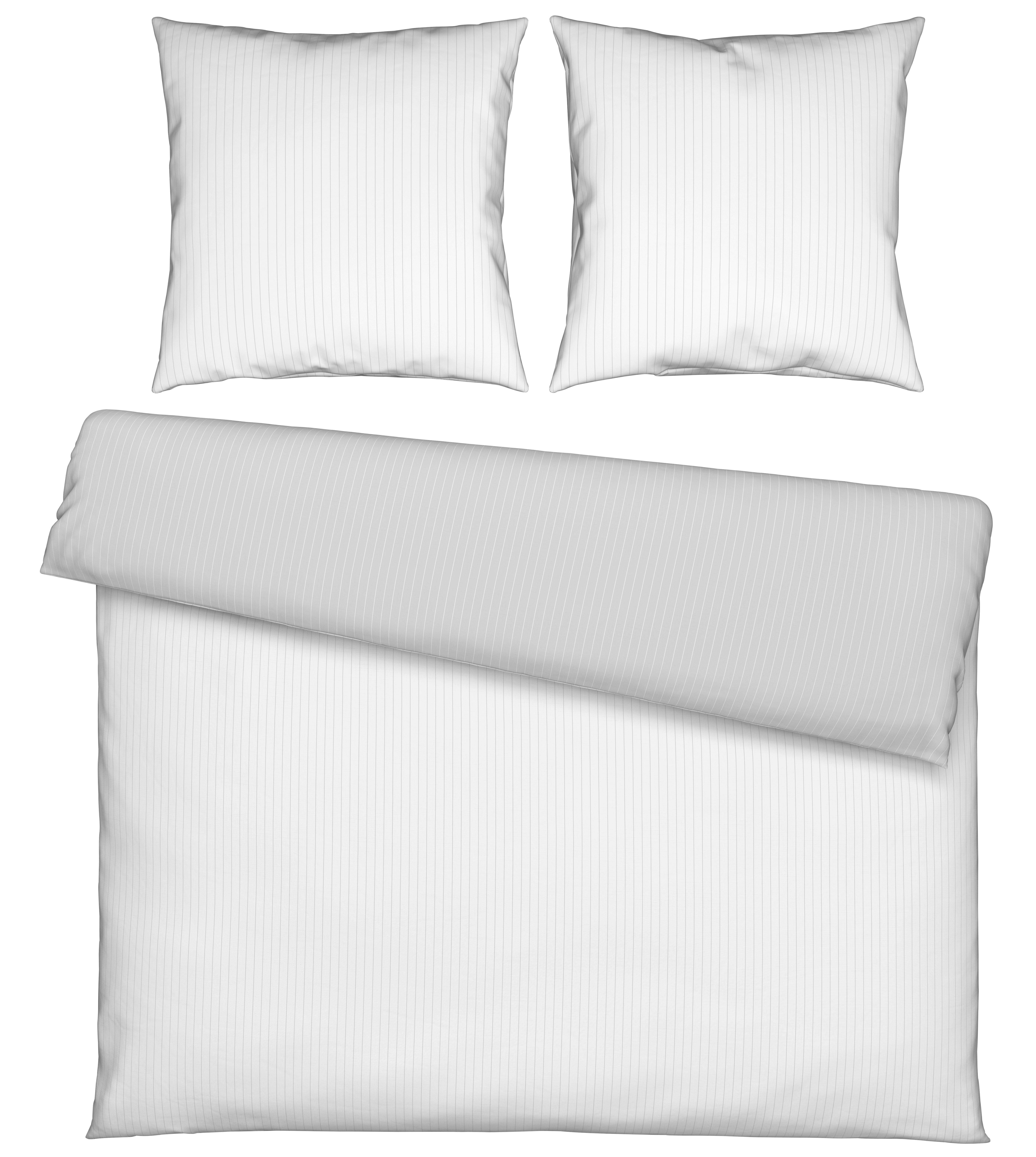 Bettwäsche Twill Streif XXL Weiß/Hellgrau ca. 200x200cm - Hellgrau/Weiß, MODERN, Textil (200/200cm) - Mömax