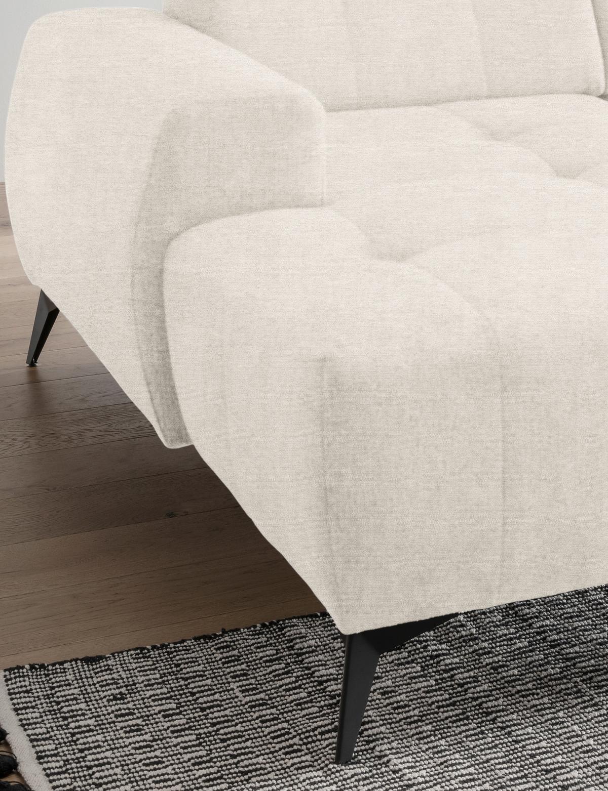 WOHNLANDSCHAFT SANO - Creme/Schwarz, MODERN, Textil/Metall (180/337/200cm) - Livetastic