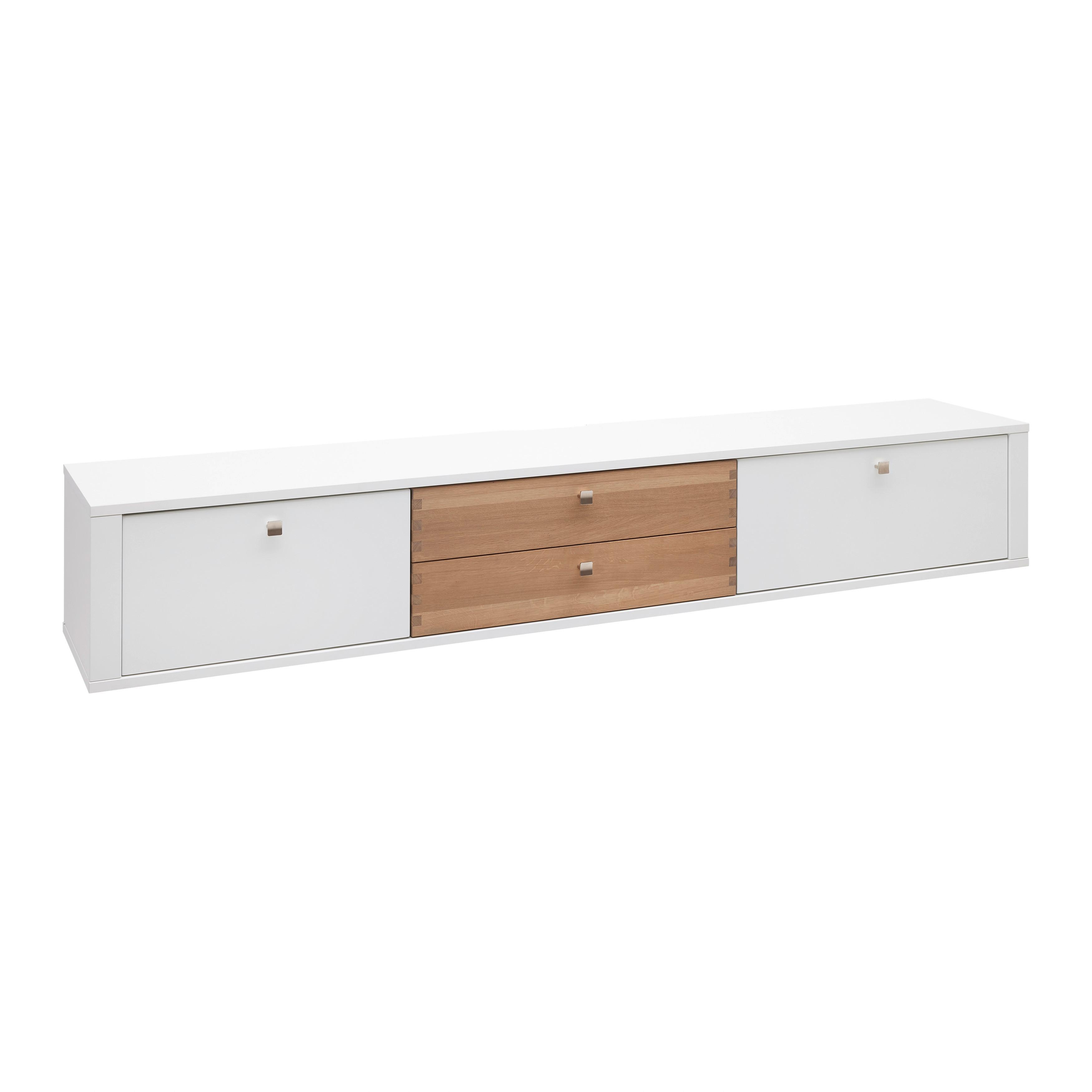 TV-Element Whitehouse 10Q8WR13 Weiss/Eichefarben - Weiss/Edelstahlfarben, Modern, Holz/Holzwerkstoff (232/37/41cm) - Premium Living