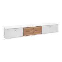 TV-Element Whitehouse 10Q8WR13 Weiß/Eichefarben - Edelstahlfarben/Eichefarben, MODERN, Holz/Holzwerkstoff (232/37/41cm) - Premium Living