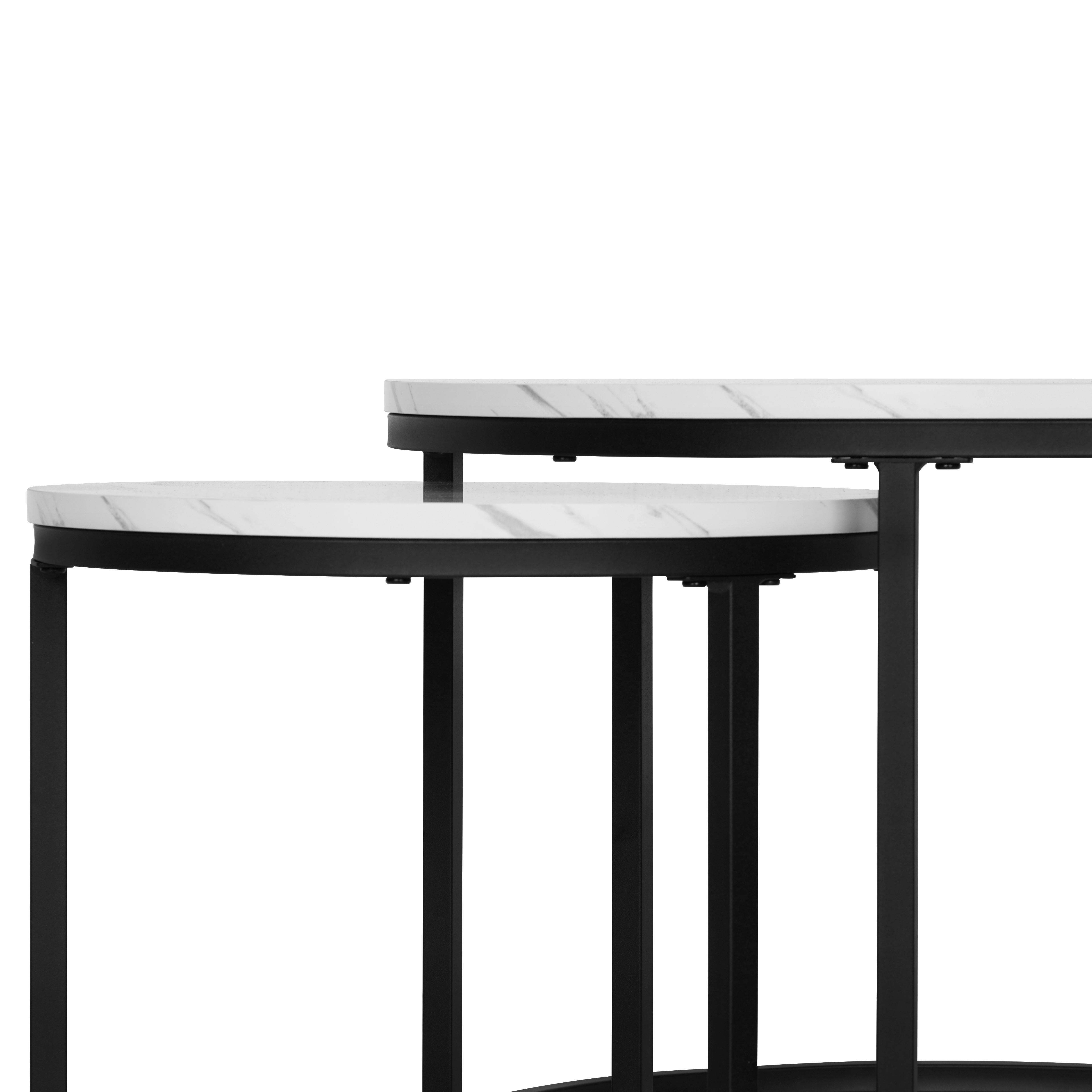 Set masuțe cafea 2/1 CASPER - alb/negru, Modern, metal/material pe bază de lemn (60-40/40-35/60-40cm) - Modern Living