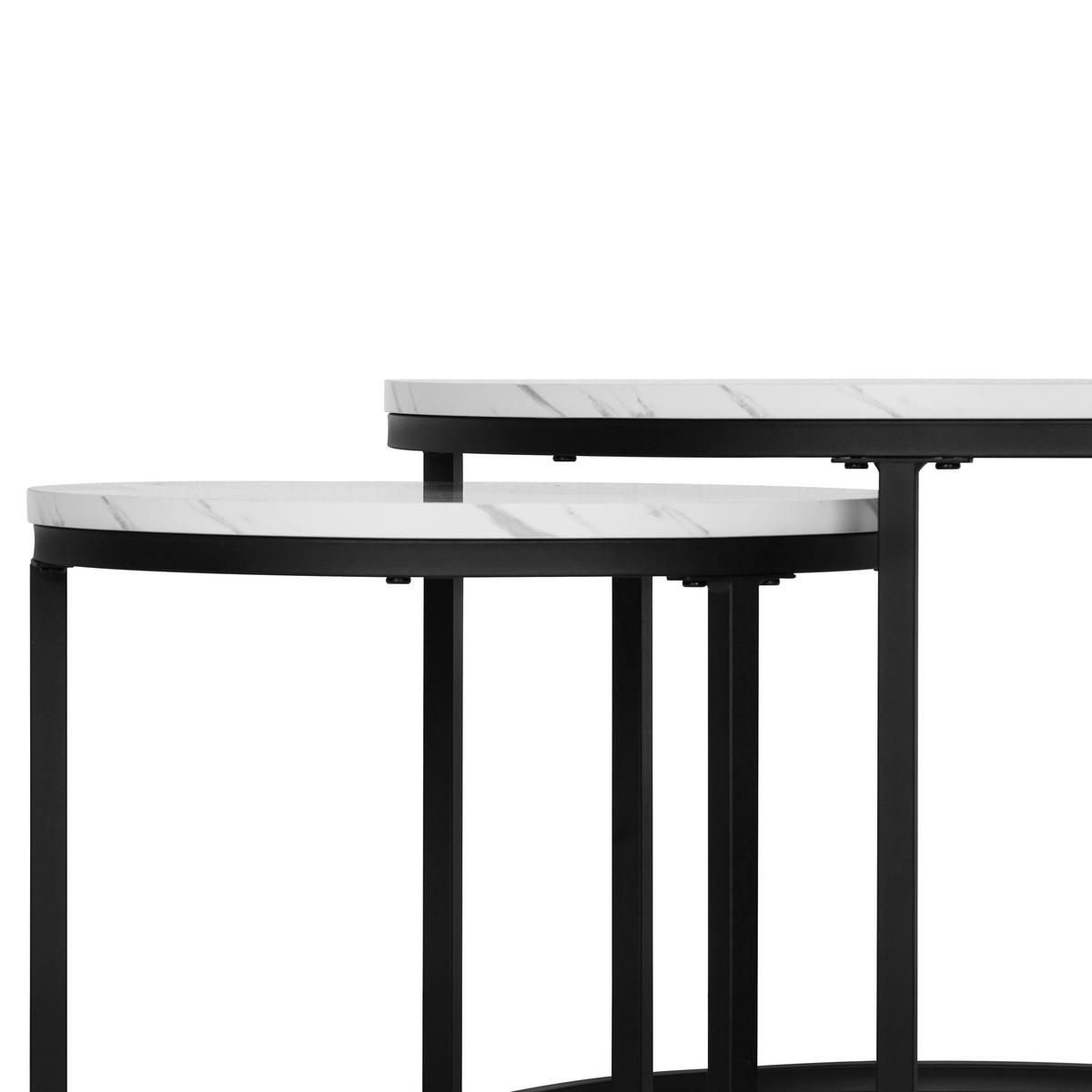 Set masuțe cafea 2/1 CASPER - alb/negru, Modern, metal/material pe bază de lemn (60-40/40-35/60-40cm) - Modern Living