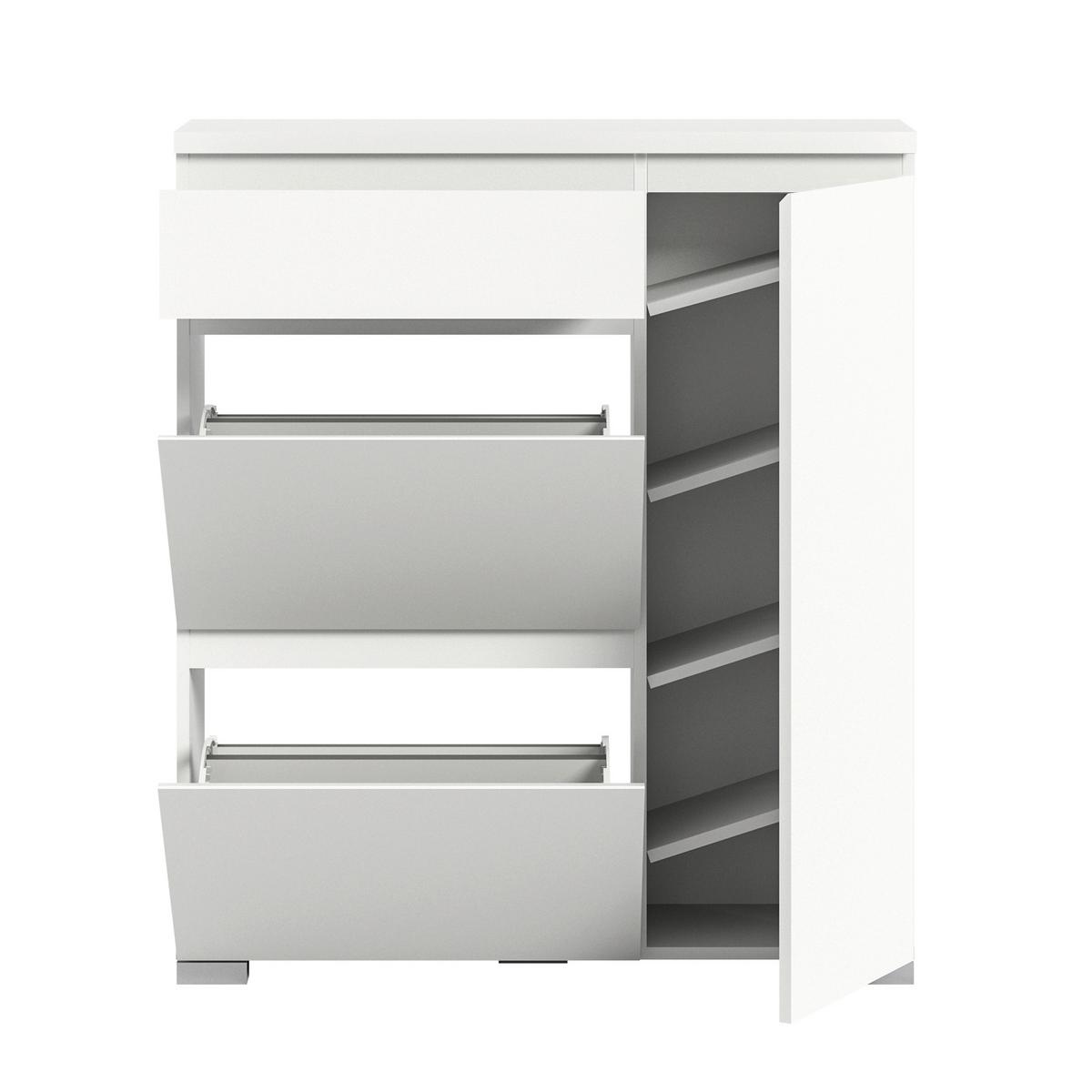 Schuhschrank Shoelove Weiß - Silberfarben/Weiß, MODERN, Holzwerkstoff (95/109/27cm)