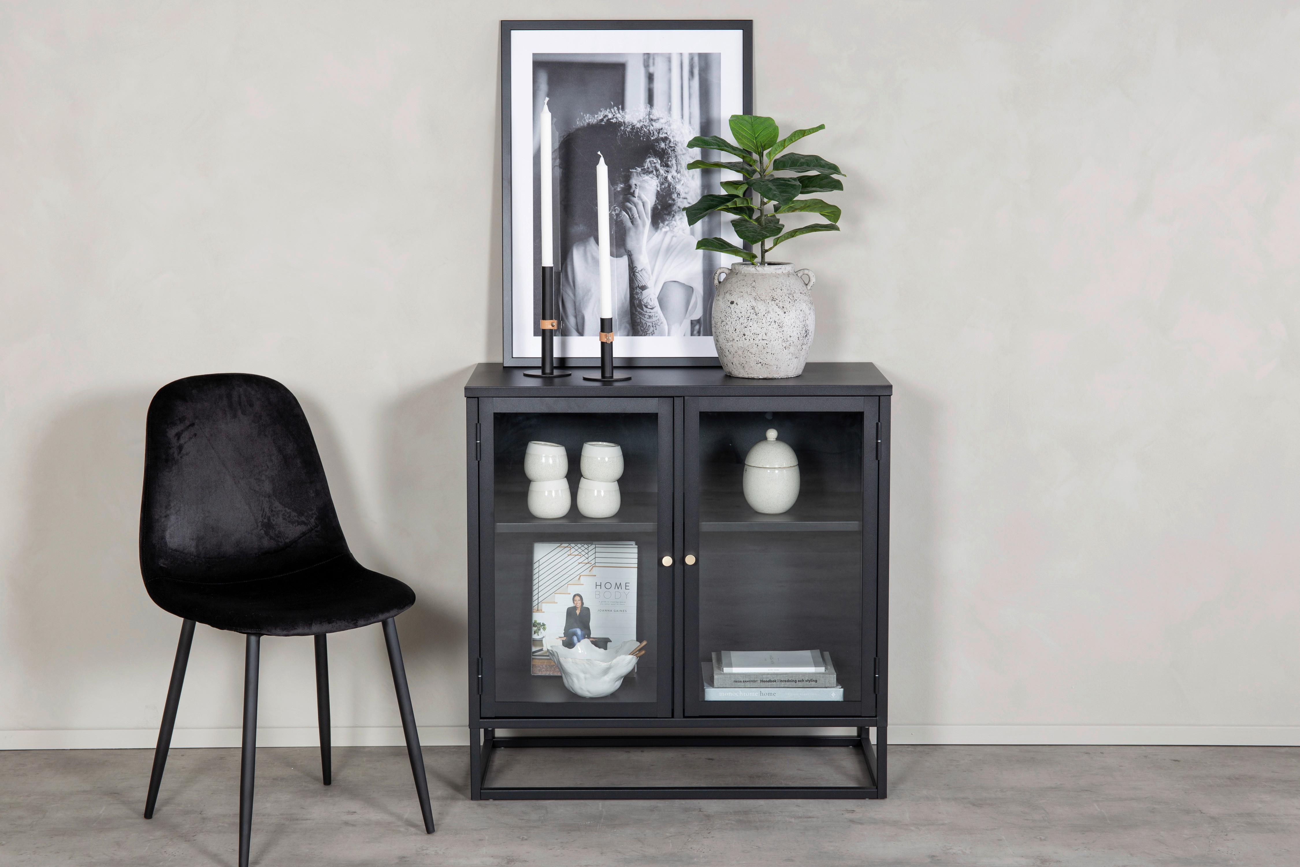 SIDEBOARD BAKAL - Schwarz, Design, Glas/Metall (85/85/40cm) - Livetastic