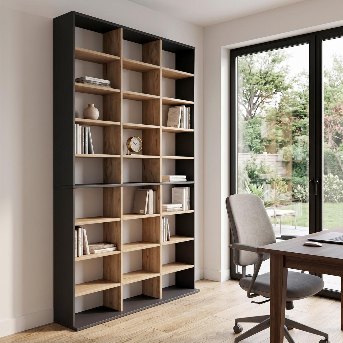 Regal Megosa XL Anthrazit/Honigeiche - Honigeiche/Anthrazit, Design, Holzwerkstoff (102/181/23cm) - MID.YOU