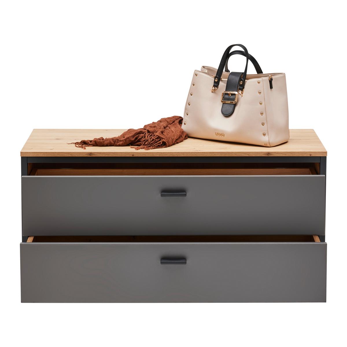 Garderobenbank Florenz Grau/Eiche Artisan - Schwarz/Eiche Artisan, MODERN, Holzwerkstoff/Kunststoff (94/44,9/37,3cm) - Premium Living