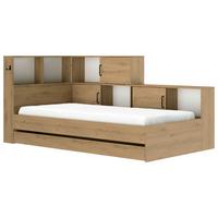 Postelja S Predalom Erwan, Barva Hrasta, 90x200cm - bela/hrast artisan, Moderno, leseni material (90/200cm) - MID.YOU