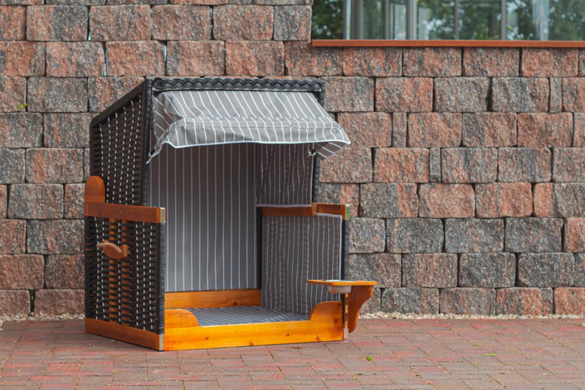Hundestrandkorb ca. 75x95 cm Grau/Schwarz - Schwarz/Grau, Basics, Holz/Kunststoff (75/95/6cm) - Gardenson