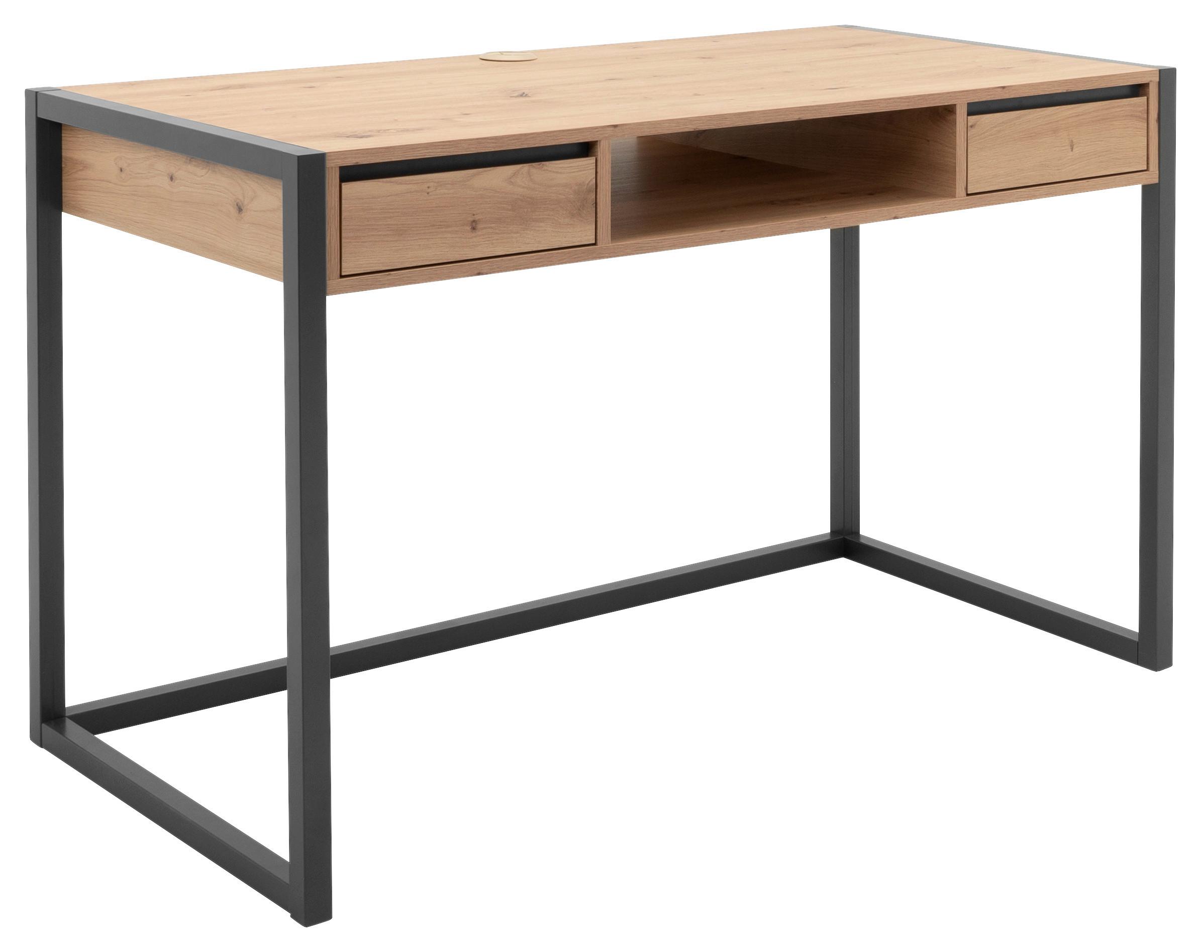 BIURKO DENVER 30 - kolor dębowy/antracytowy, Konventionell, materiał drewnopochodny (120/60/75cm) - MID.YOU