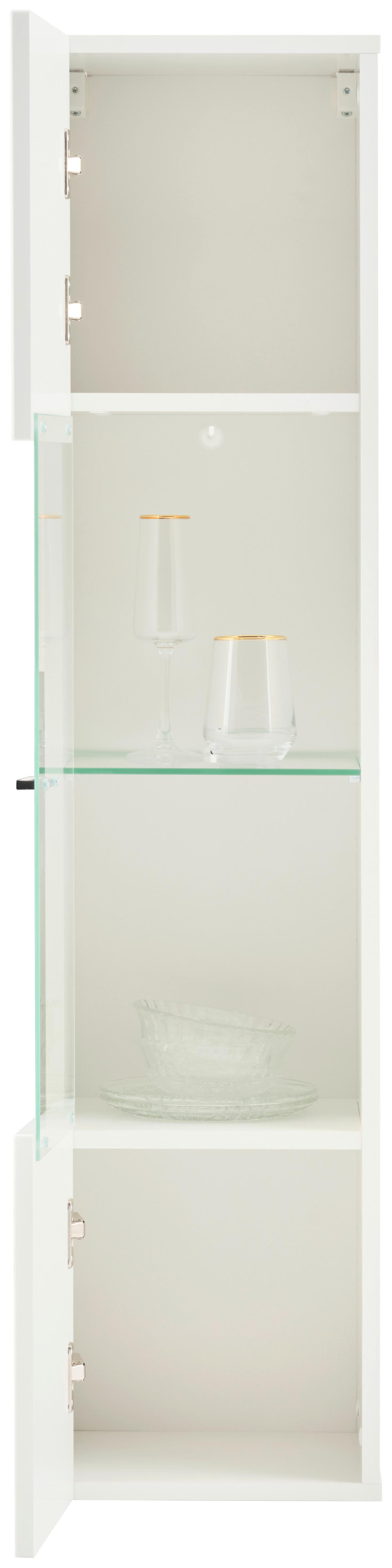 Vitrină suspendată OTIS - alb lucios intens, Modern, sticlă/material pe bază de lemn (30/130,2/34,6cm) - Modern Living