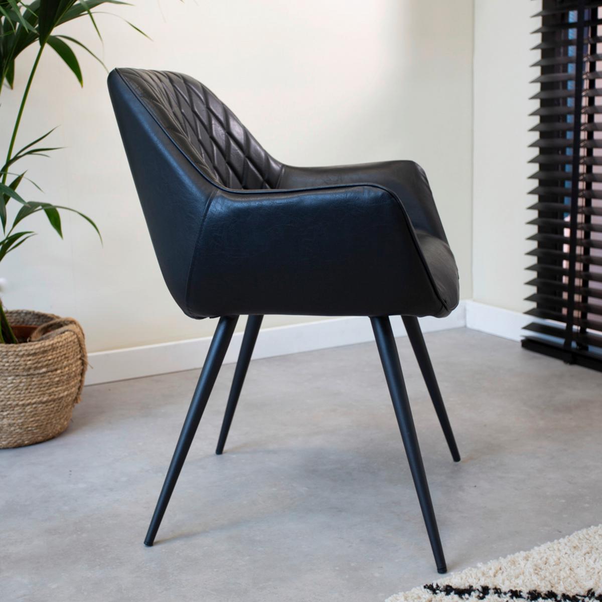 STUHL-SET COSE - Schwarz, KONVENTIONELL, Textil/Metall (62/83/60cm) - MID.YOU