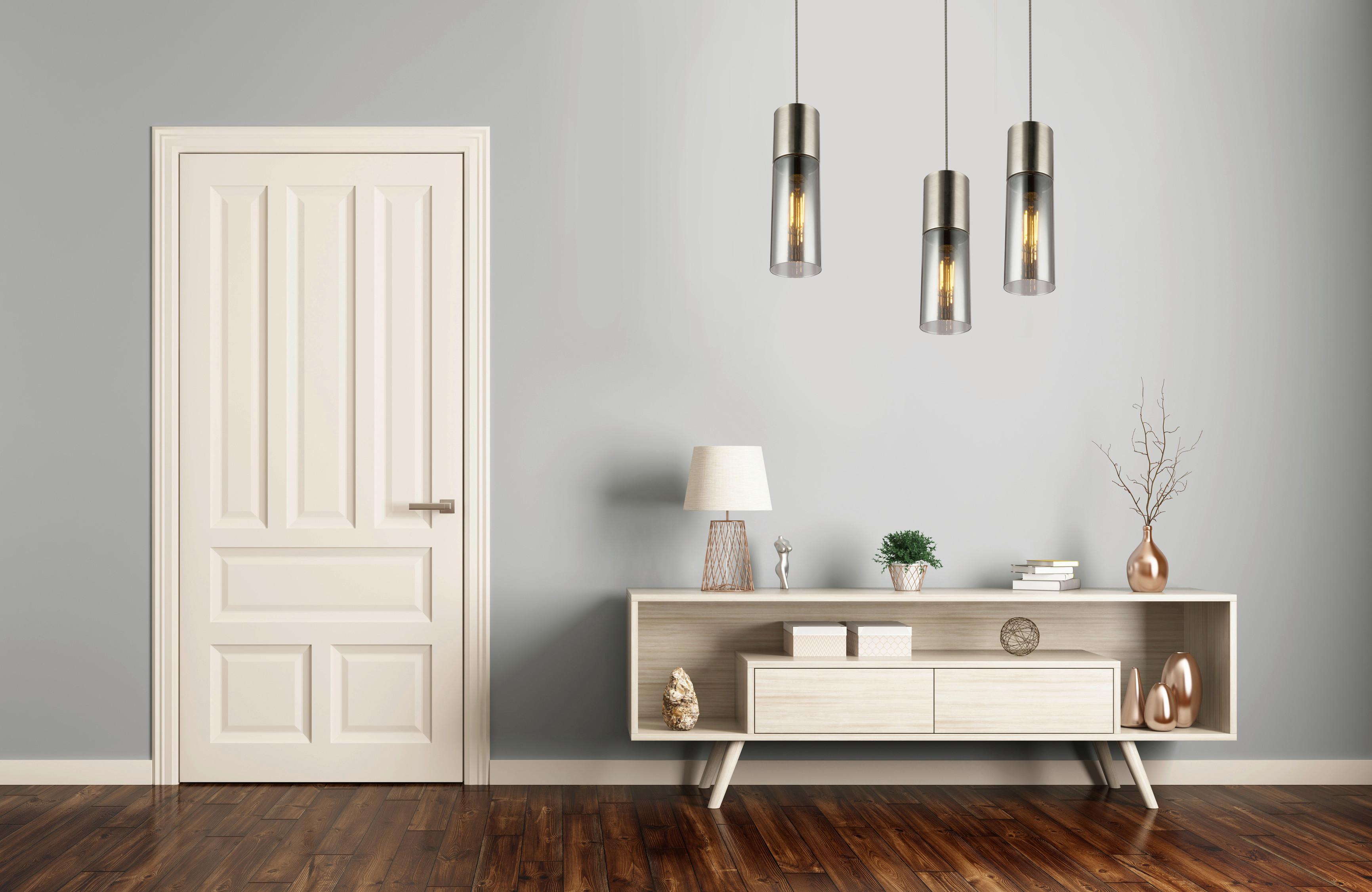 Hängeleuchte 21000HN in Nickelfarben max. 25 Watt - Nickelfarben, KONVENTIONELL, Glas/Metall (10,5/150cm) - Globo