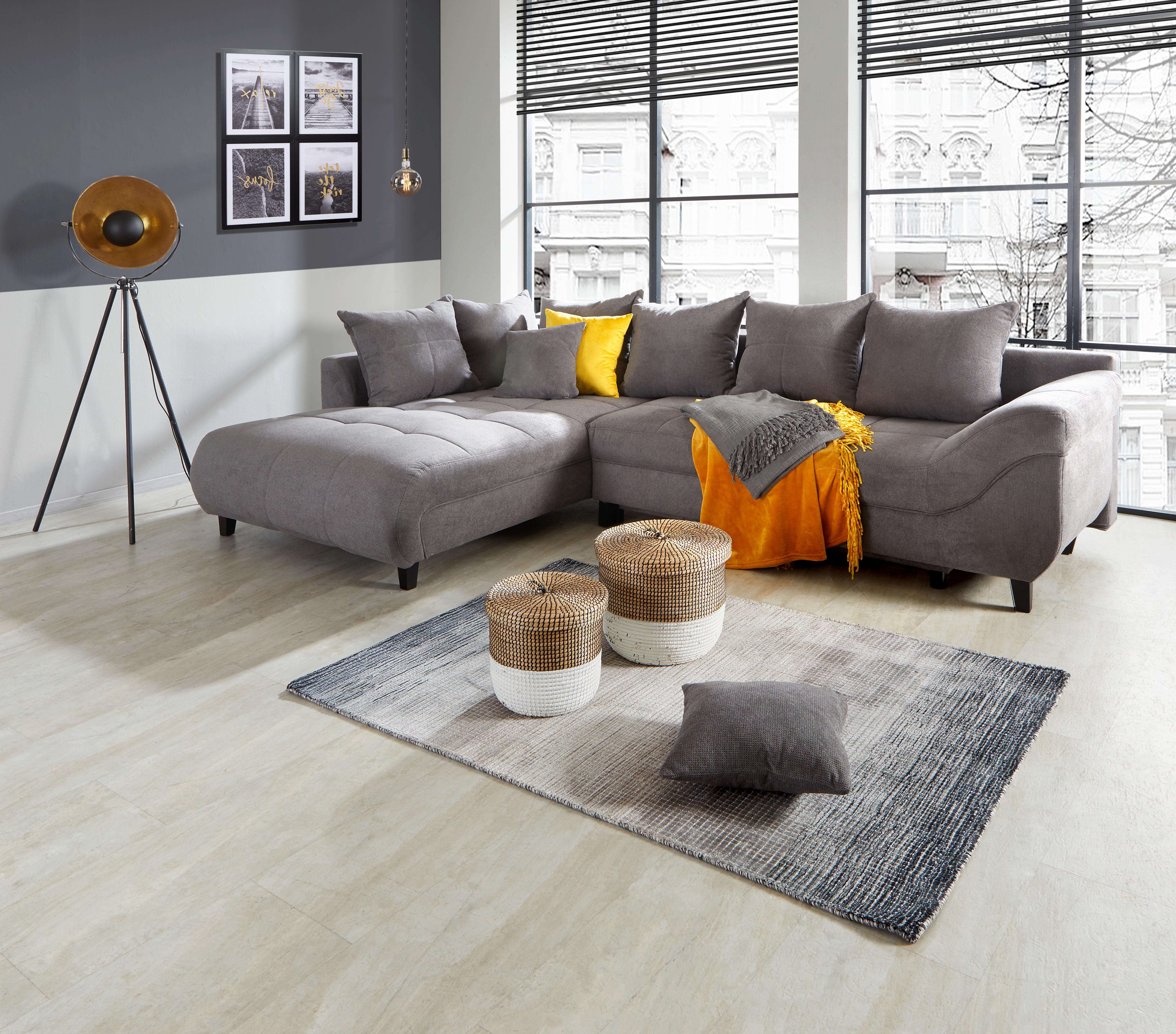 Sedežna Garnitura Mendoza, Siva, Ležišče, Predal - siva/črna, Design, tekstil/les (197/309cm) - Mömax