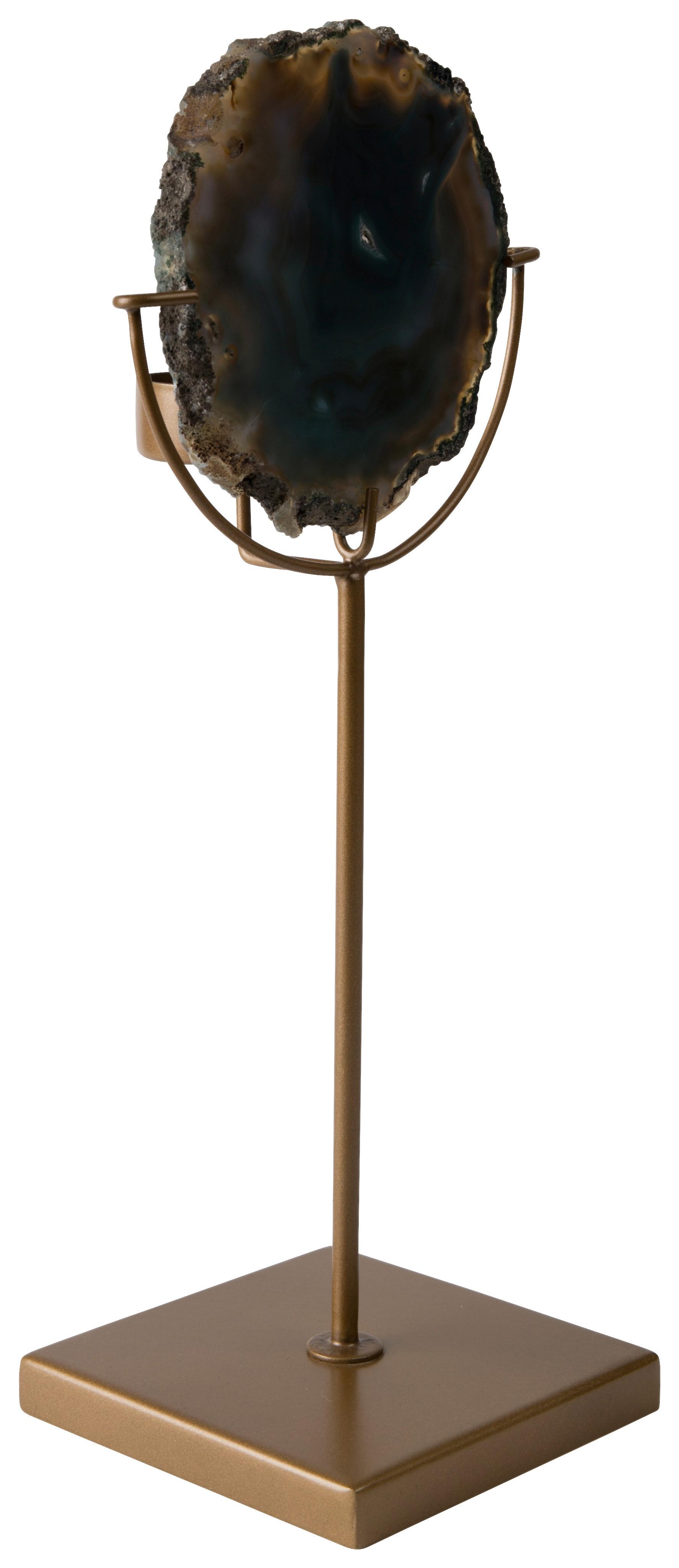 ŚWIECZNIK CANDLE HOLDER GEM GREEN - zielony/kolor brązu, Basics, kamień/metal (10/10/30cm) - Dutchbone