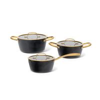 Kochtopfset Goldy Schwarz/Goldfarben, 6-teilig - Klar/Goldfarben, MODERN, Glas/Metall - Mömax