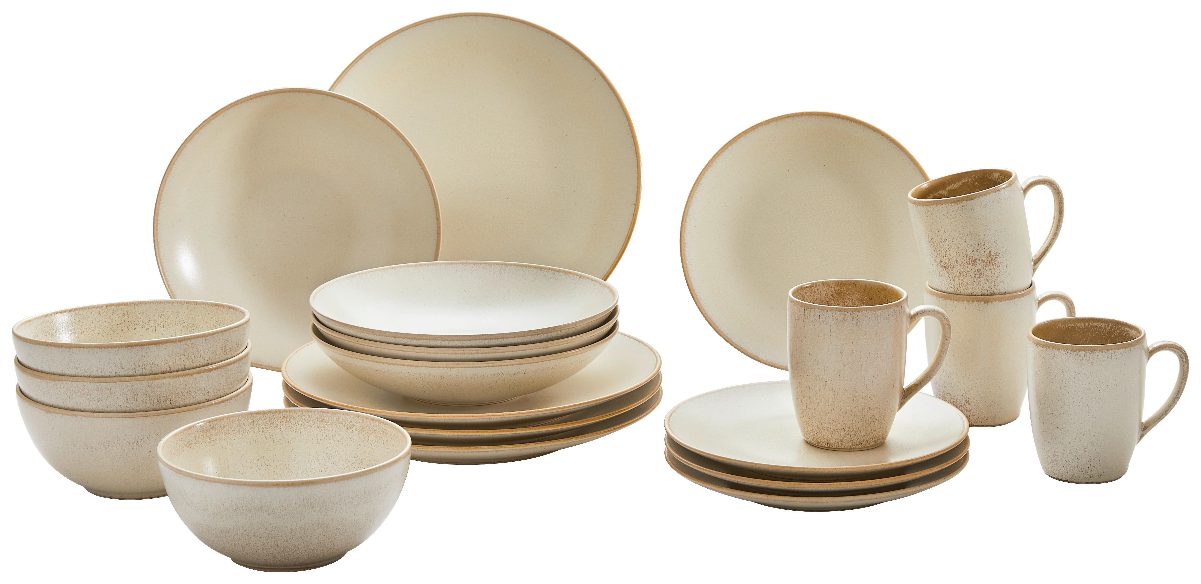 SERWIS OBIADOWO-ŚNIADANIOWY CAFE DEL MAR - beżowy, Konventionell, ceramika - ASA