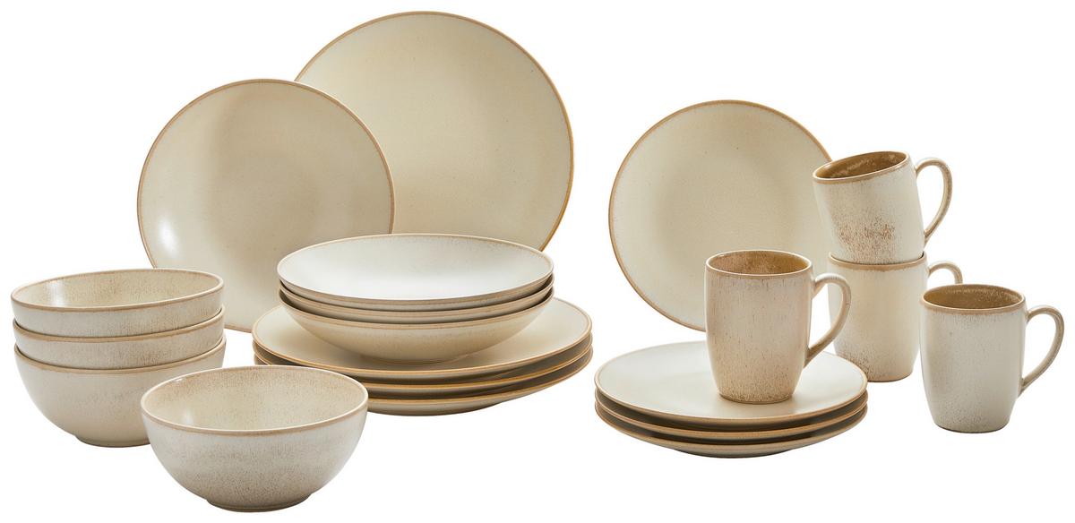 SERWIS OBIADOWO-ŚNIADANIOWY CAFE DEL MAR - beżowy, Konventionell, ceramika - ASA
