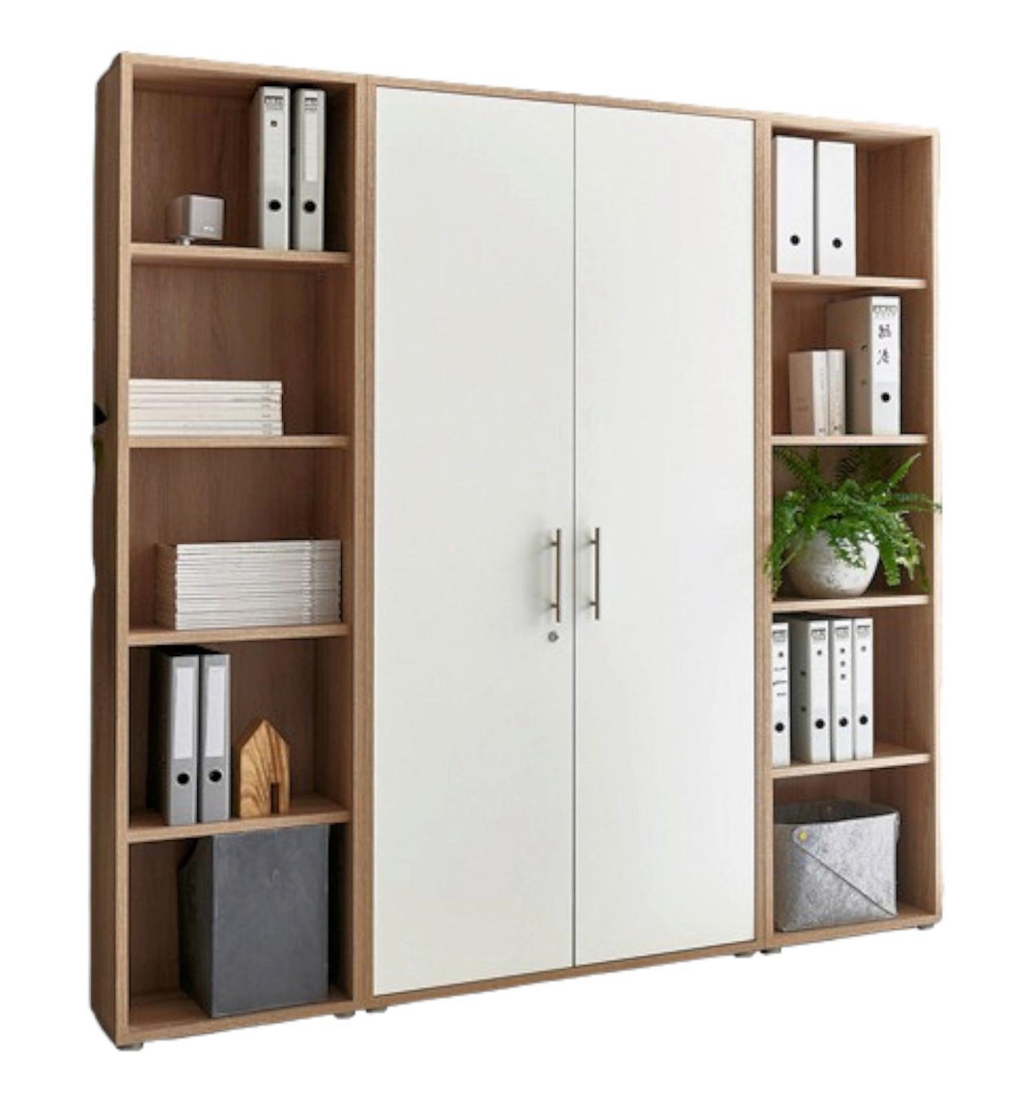 Aktenschrank Office Edition Sw Set 3 hoch Weiß/Sonoma Eiche - Weiß/Sonoma Eiche, MODERN, Holzwerkstoff (173/186/33cm) - MID.YOU