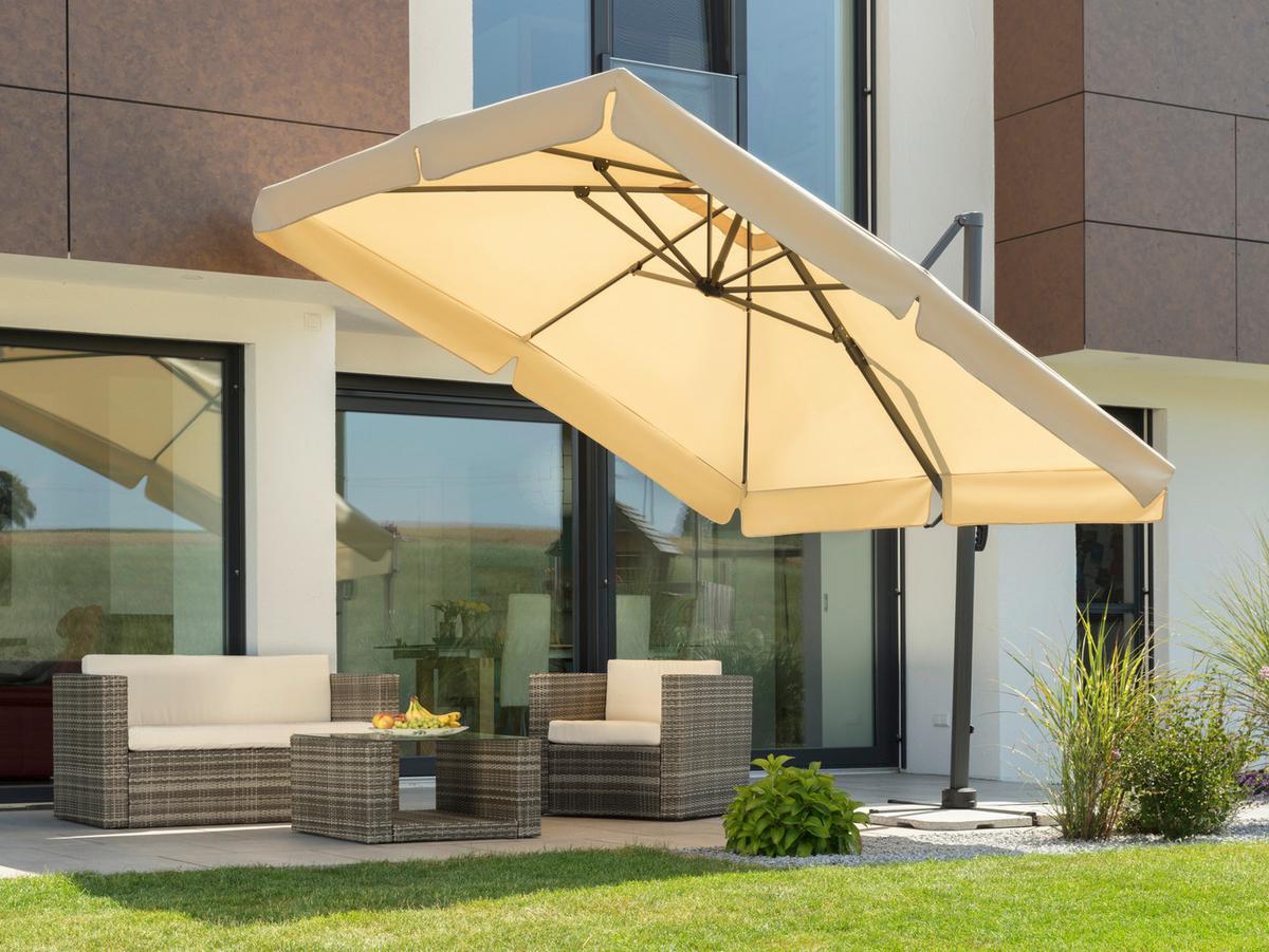 Ampelschirm Rhodos ca. 359x273 x300 Naturfarben - Anthrazit/Naturfarben, Basics, Textil/Metall (359/273/300cm) - Schneider