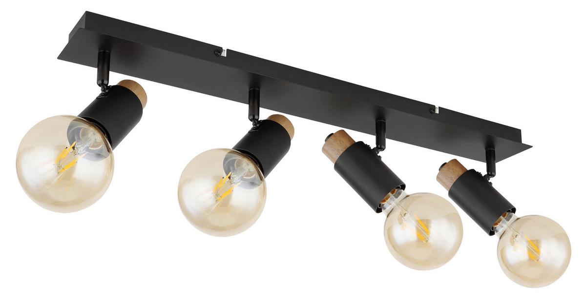 Strahler Matti Schwarz/Braun max. 40 Watt - Dunkelbraun/Schwarz, Design, Holz/Metall (65,5/8/14,5cm) - Globo