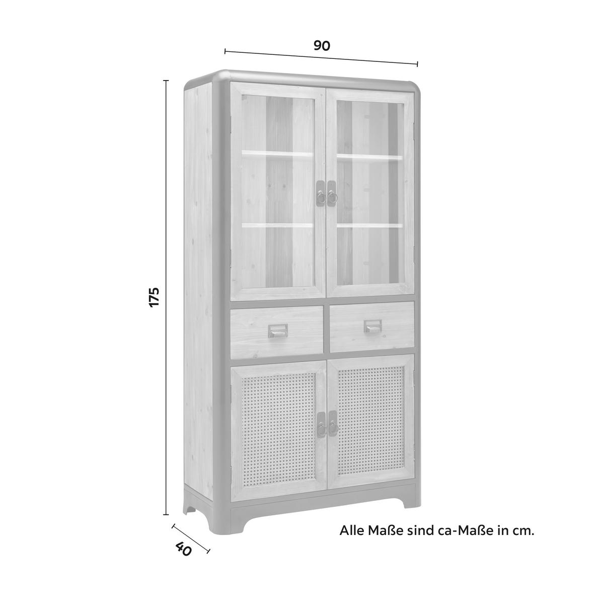 Kredenca Travis, Les Jelke, Črna, Steklo - črna/naravne barve, Moderno, kovina/steklo (90/175/40cm) - Bessagi Home