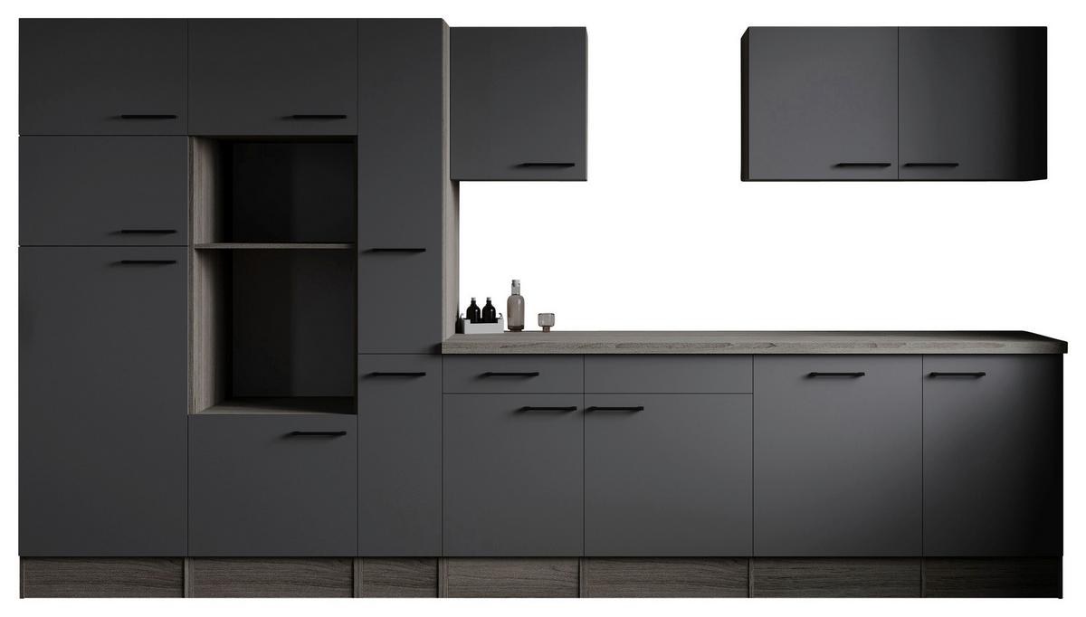 Kuhinjski Blok Brez Aparatov Oliver, 370cm - črna/siva, Design, kovina/leseni material (370cm) - Respekta