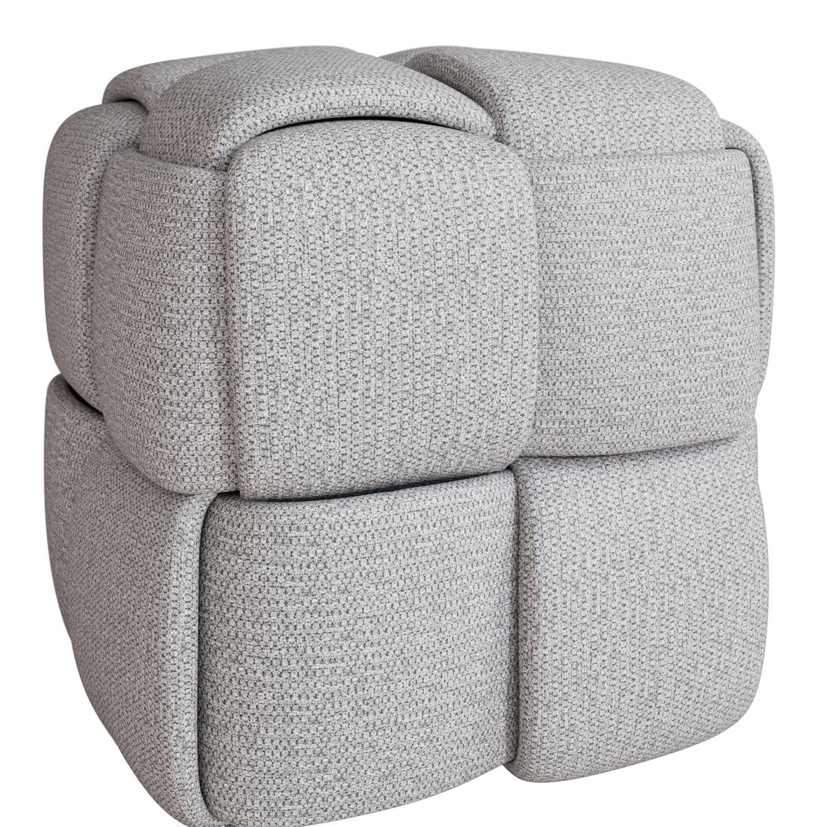 Hocker Ella Grau Bouclé - Schwarz/Grau, MODERN, Holz/Kunststoff (45/45/45cm) - Bessagi Home