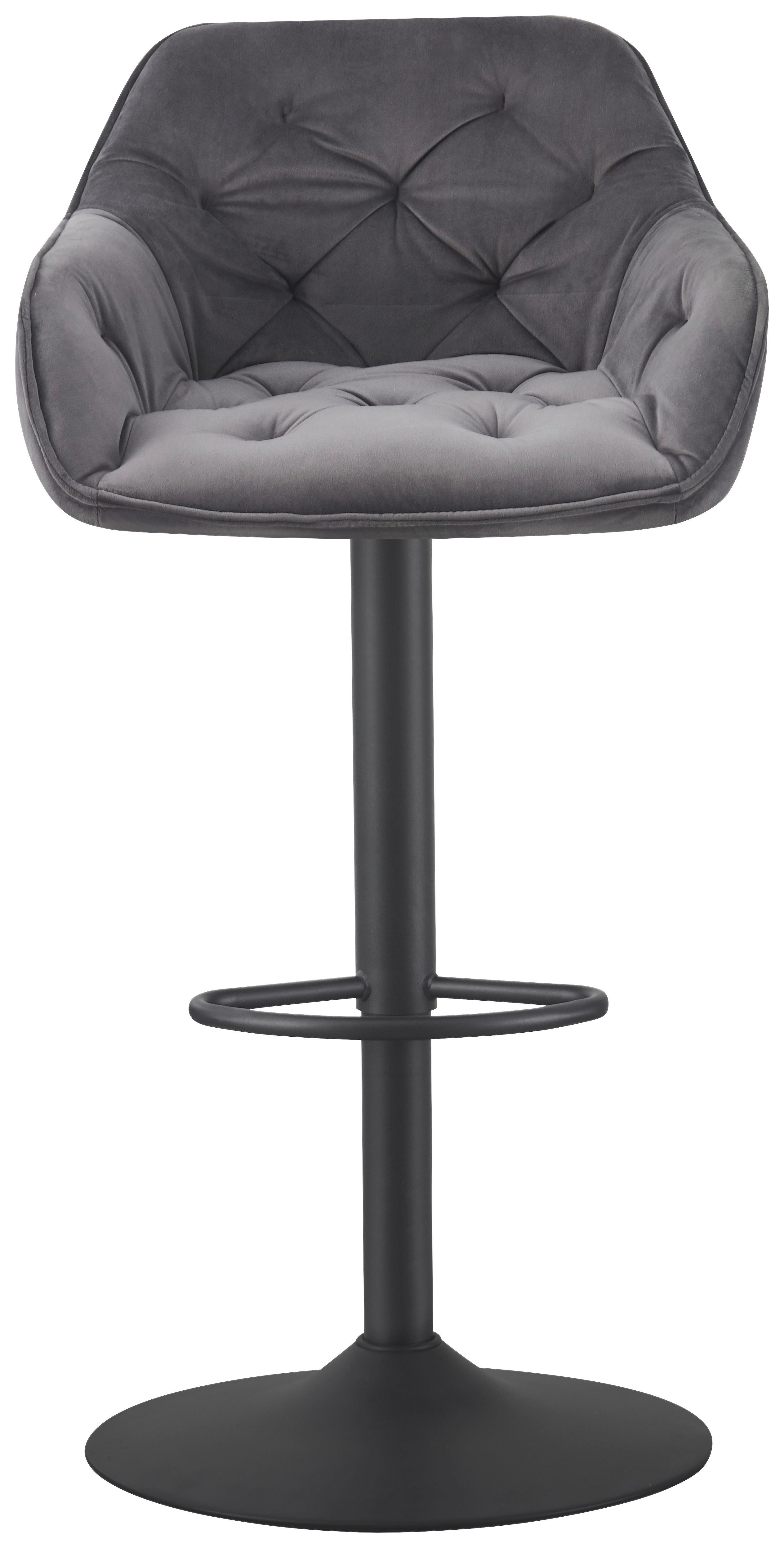 Barhocker Eileen Grau/Schwarz - Schwarz/Grau, Lifestyle, Textil/Metall (53/85-107/54cm) - Mömax