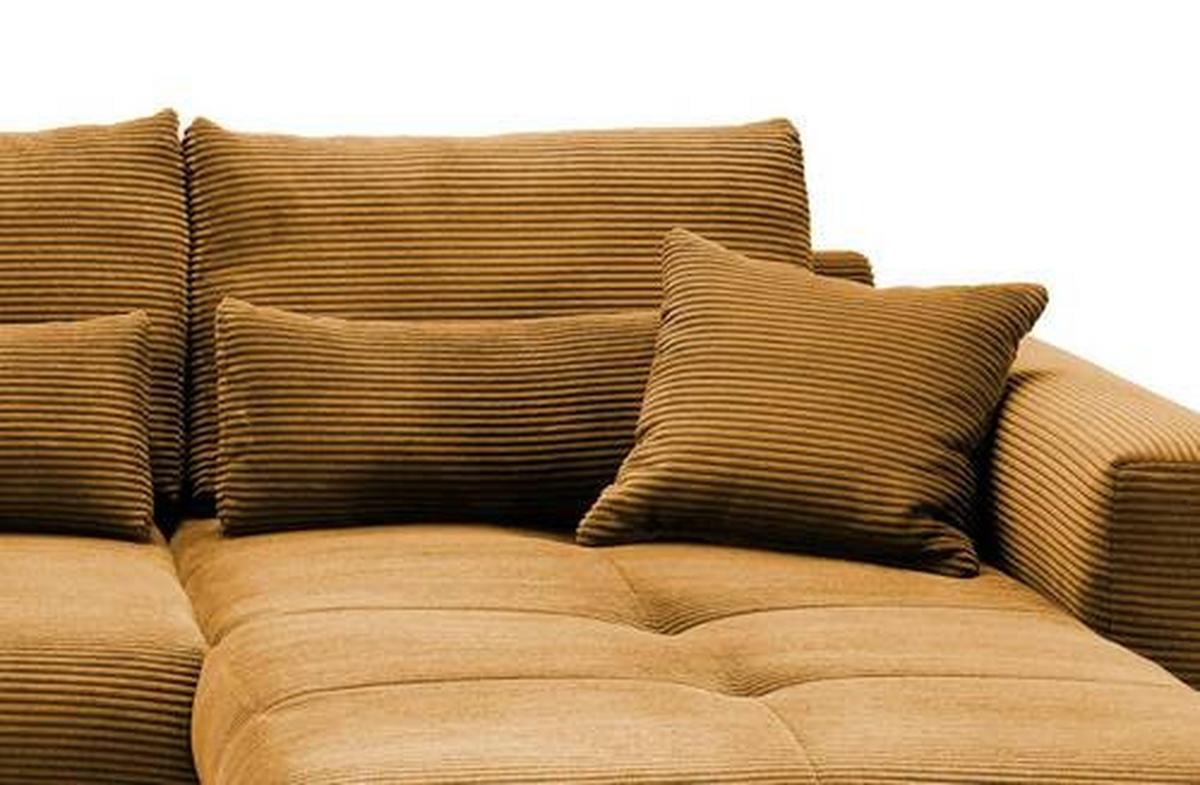 Wohnlandschaft Frederico Goldfarben Cord - Goldfarben/Schwarz, MODERN, Holz/Textil (302/188cm) - MID.YOU