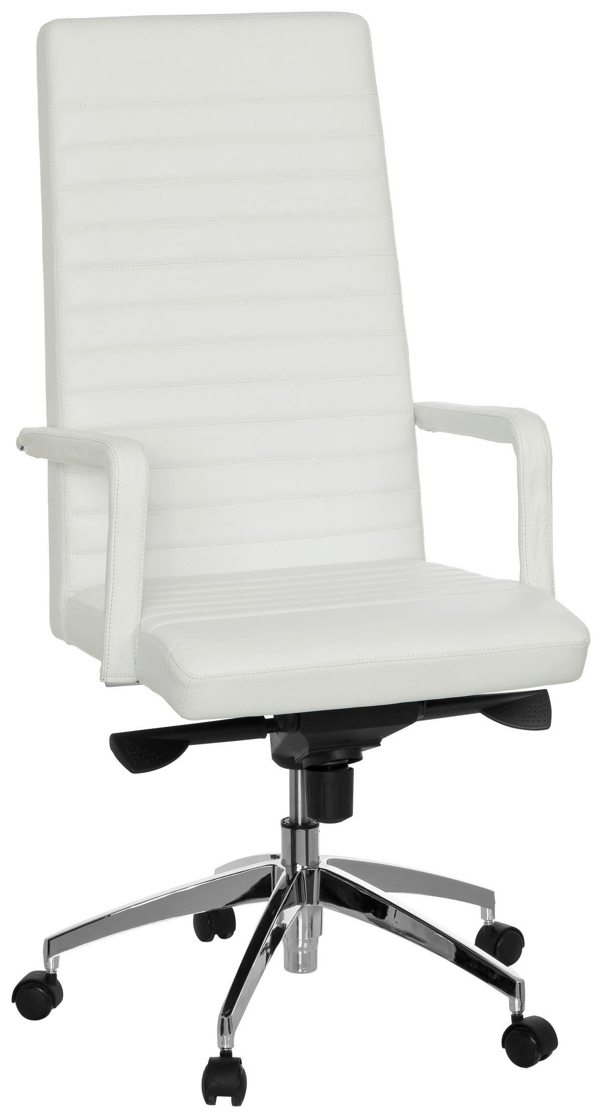 Pisarniški Stol Lenga, Bela - srebrne barve/bela, Moderno, kovina/umetna masa (60/132/50cm) - MID.YOU