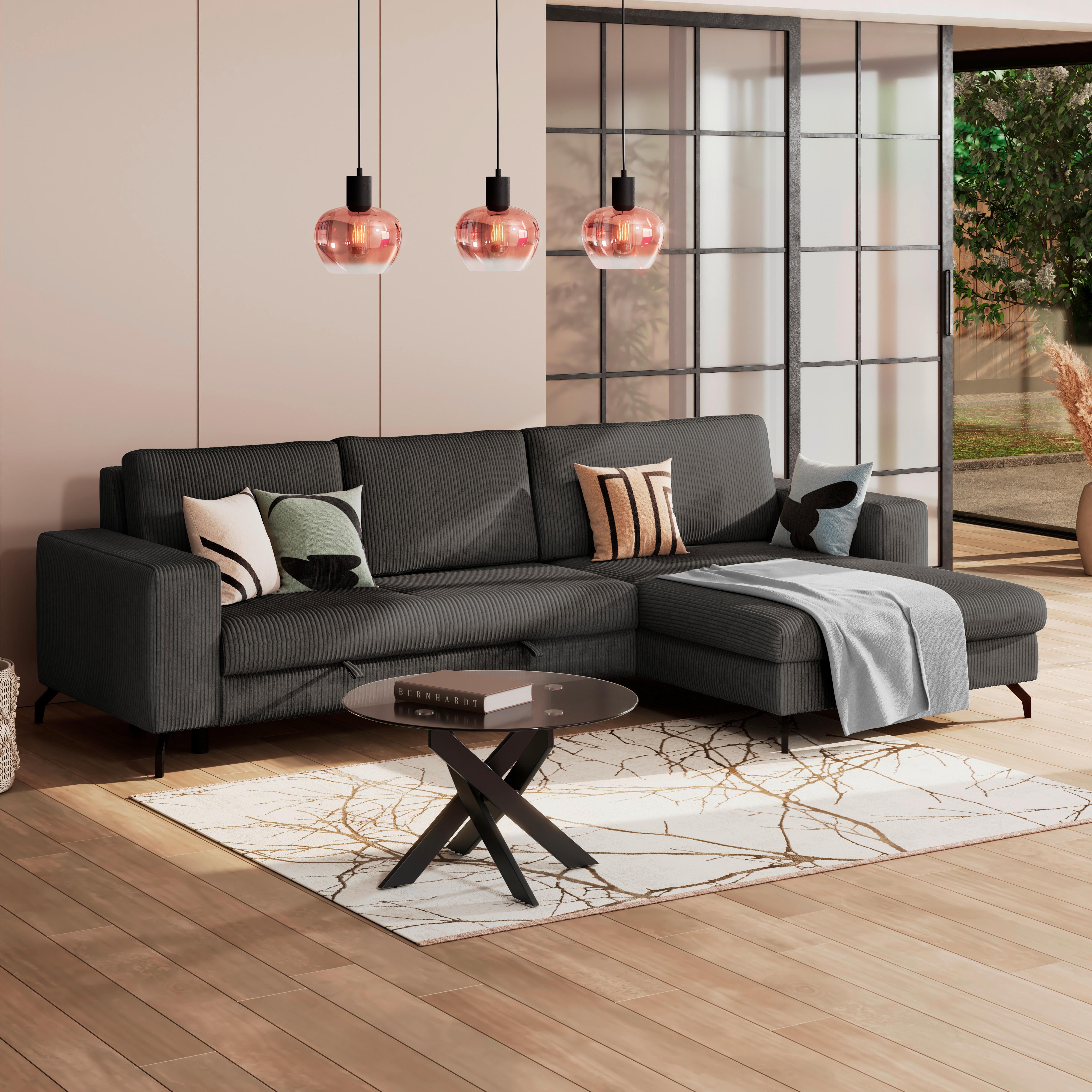 Kutna Garnitura Cloud - siva, Trend, tekstil (290/178cm) - Modern Living