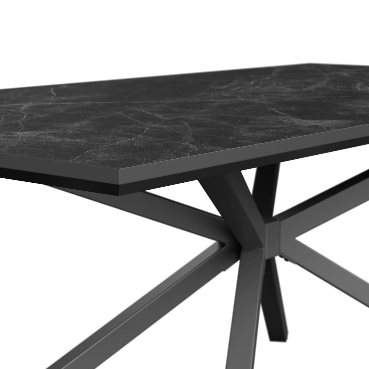 Jedilna Miza James, Temno Siva, 180x90 - temno siva/črna, Trend, kovina/leseni material (180/76/90cm)