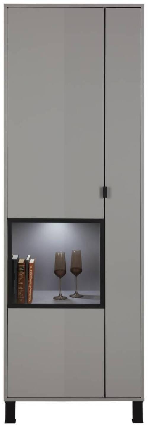 Vitrine in Grau - Schwarz/Grau, Modern, Glas/Holzwerkstoff (65/197/38cm) - Mömax