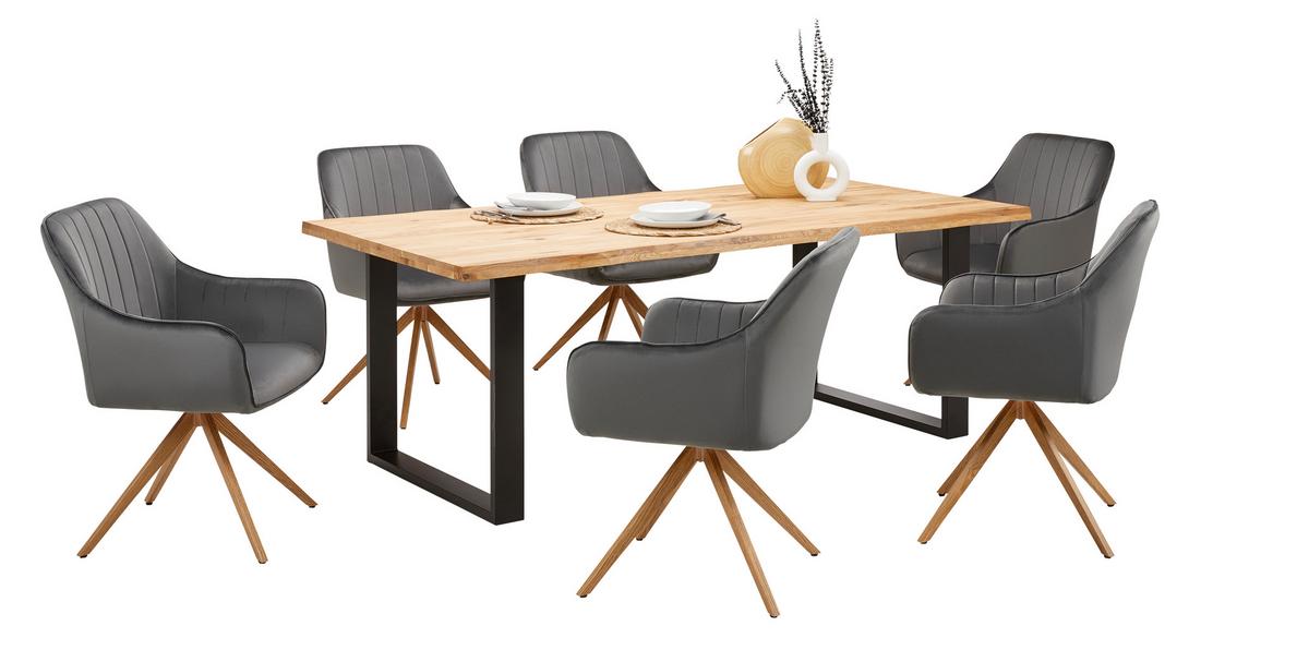 Masă WOOD 200 - culoare natur/negru, Konventionell, lemn/metal (200/75/100cm) - James Wood