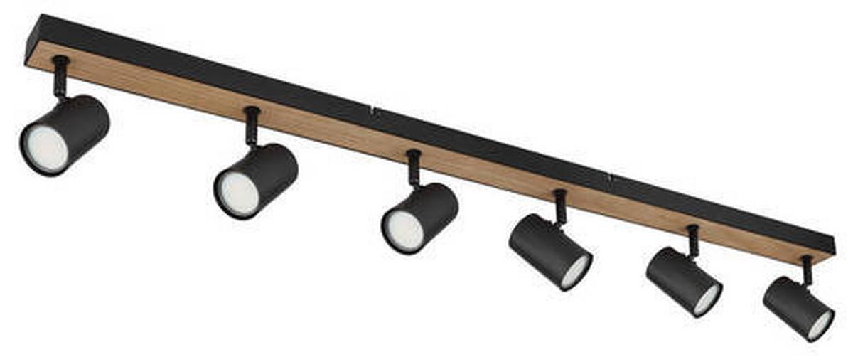 Strahler Robby Schwarz/Dunkelbraun max. 35 W - Dunkelbraun/Schwarz, Natur, Holzwerkstoff/Metall (115/6/13,5cm) - Globo