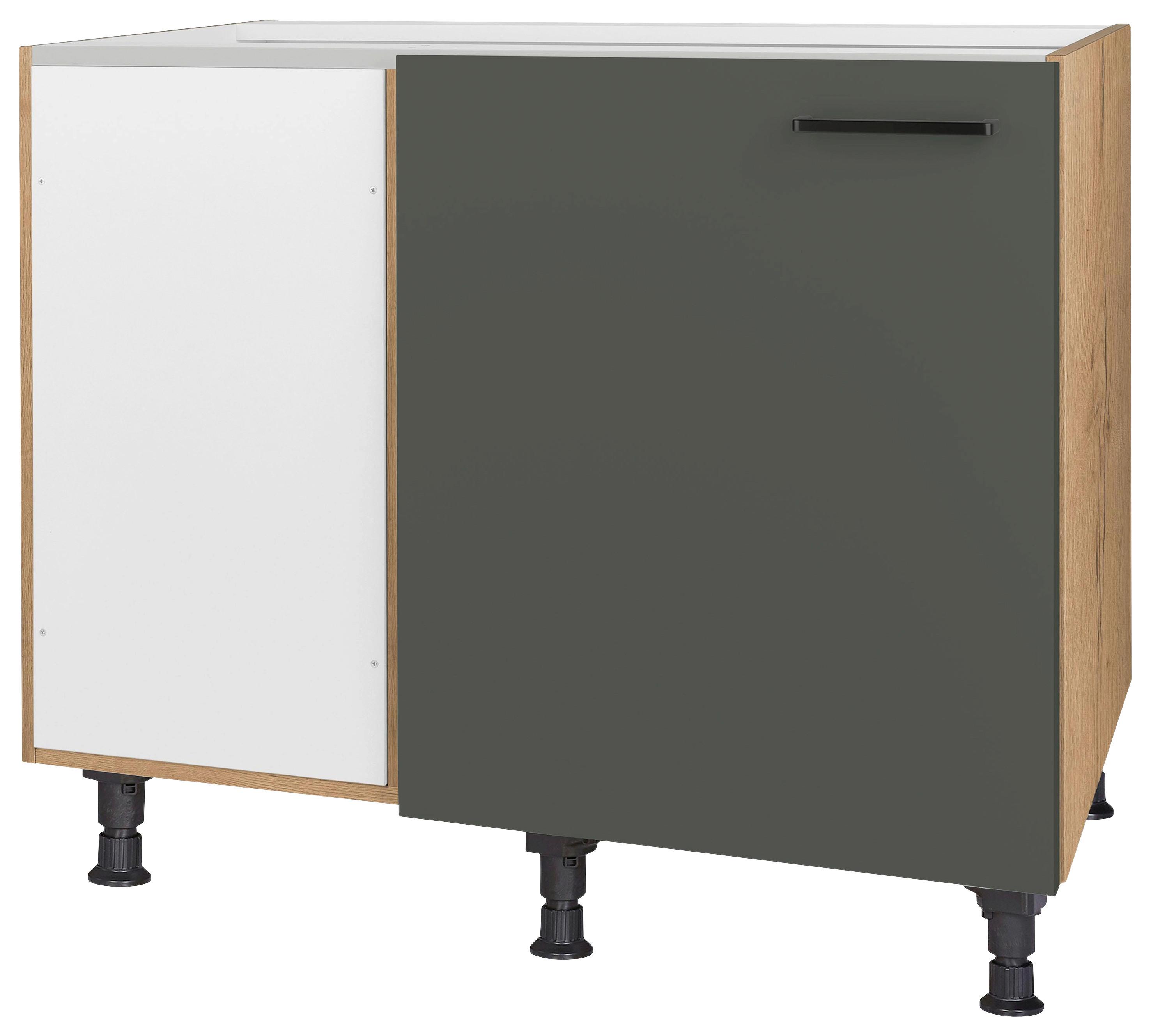 Eckunterschrank Easytouch Grün - Eichefarben/Schwarz, MODERN, Holzwerkstoff/Metall (125/87/65cm) - Nobilia