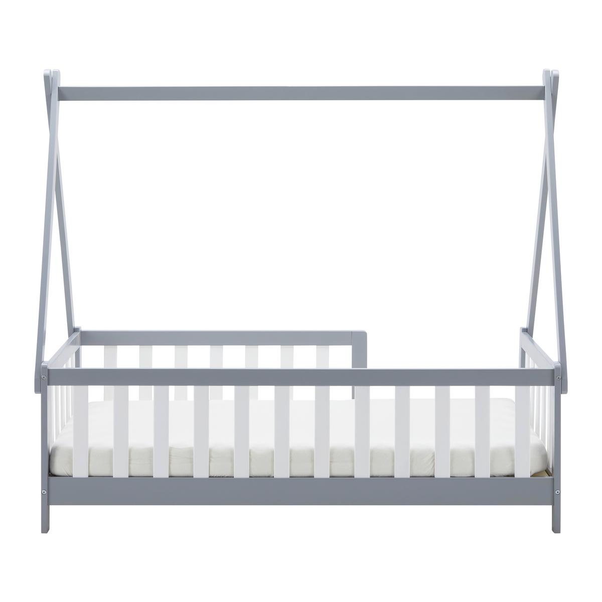 Kinderbett Adelia ca. 70x140 cm Grau Echtholz - Naturfarben/Weiß, MODERN, Holz (70/140cm) - Bessagi Kids
