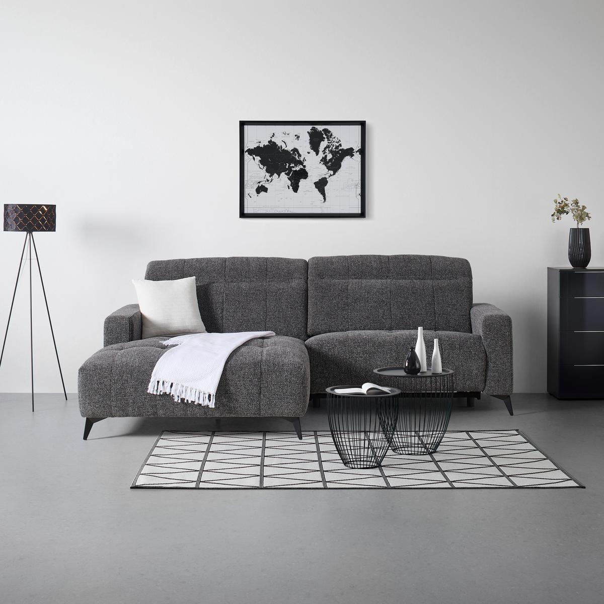 Wohnlandschaft Milano Graphitfarben - Graphitfarben/Schwarz, MODERN, Holz/Textil (127/127/82/105/109.5/ 177cm) - Based