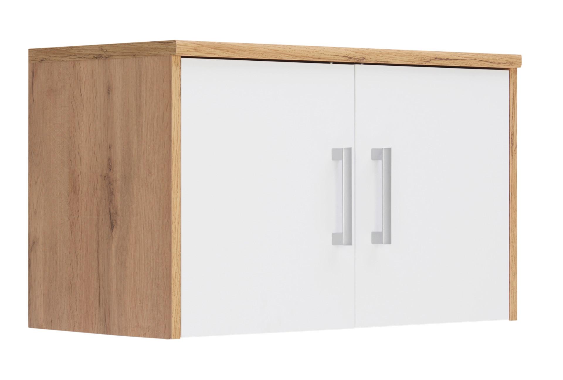 NADSTAWKA NA SZAFĘ EASY - kolor srebrny/biały, Basics, materiał drewnopochodny/tworzywo sztuczne (72/43/36cm) - Xora