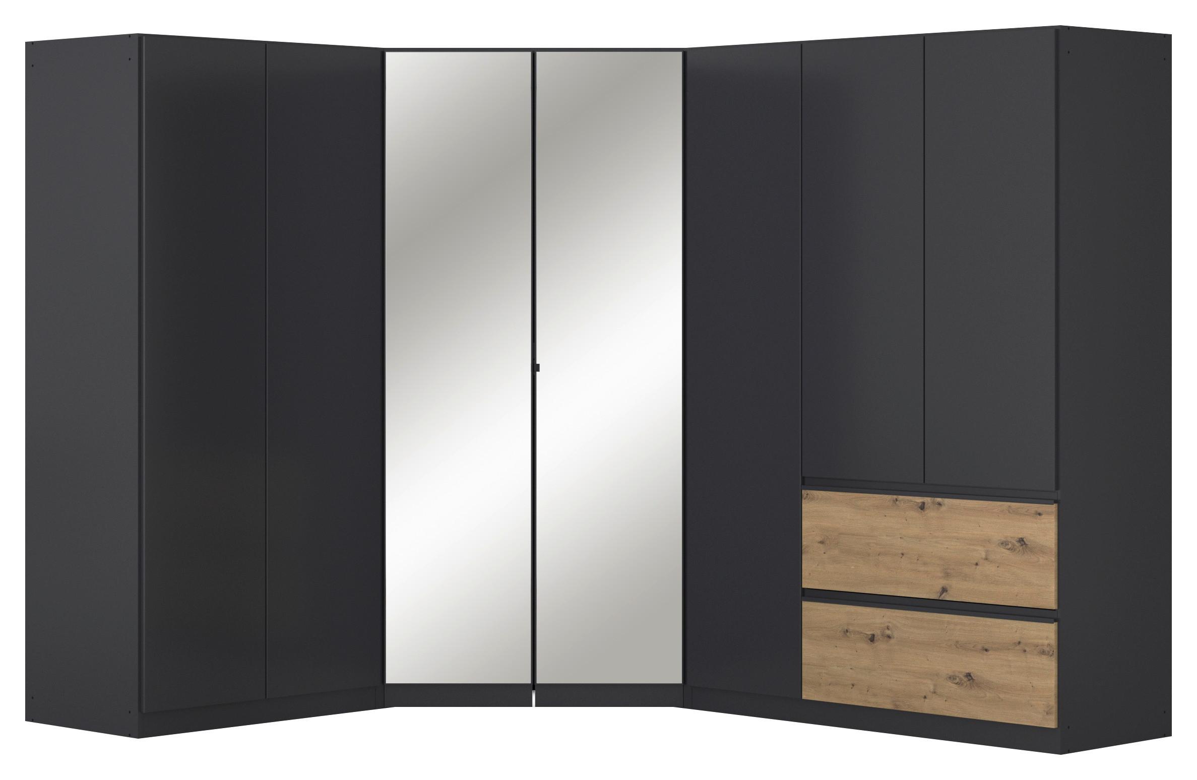 Kotna Omara Za Oblačila Costa, Siva, Barva Hrasta - barve kroma/siva, Moderno, leseni material (208/197/253cm) - Rauch Möbel