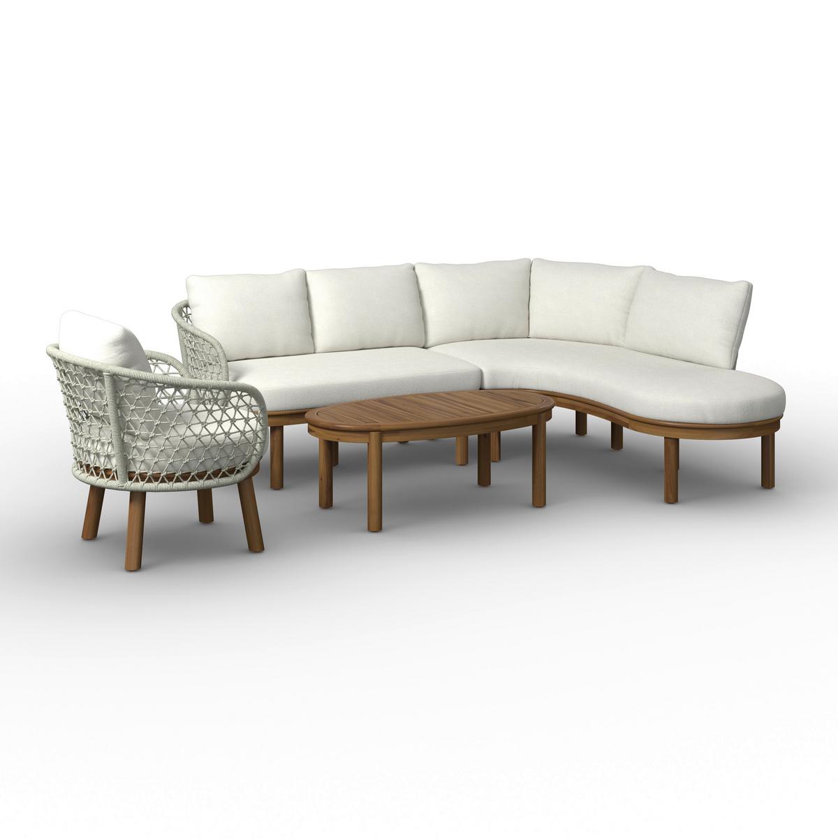 Lounge Garitura Belaya, Bela, 4-Delni Set - siva/barva oreha, Moderno, kovina/tekstil (244/205cm) - Bessagi Garden